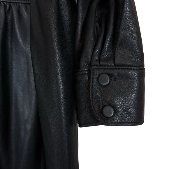 Rebecca Taylor RTR Faux Leather Buttoned Long Sleeve Romper Black Size 8 - Picture 8 of 11